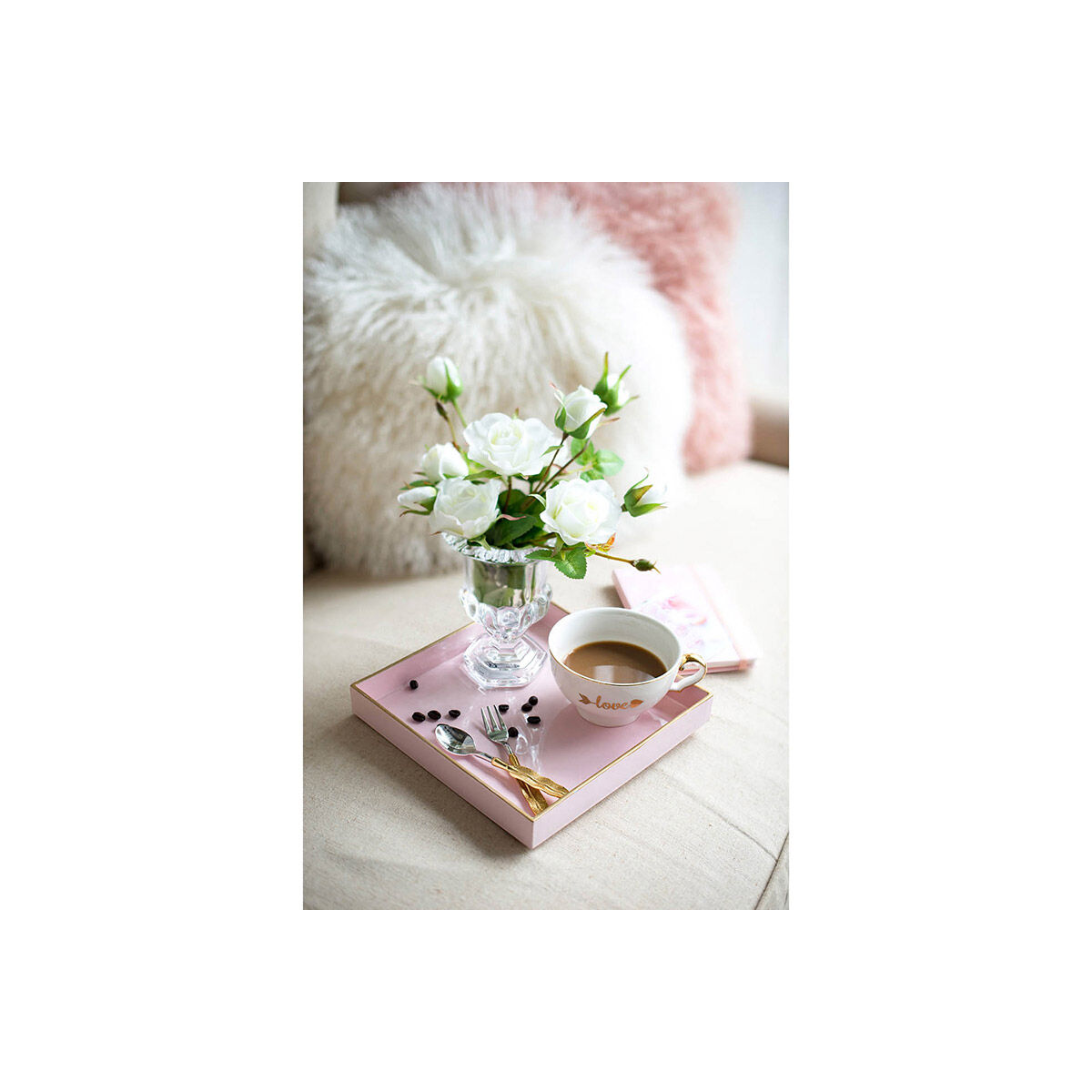 Square Blush Pink/Gold Tray