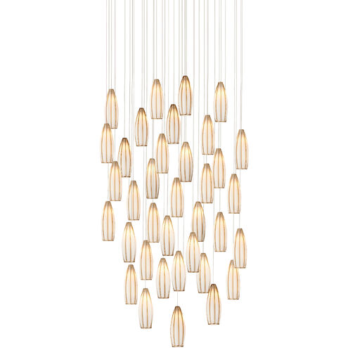 Parish 36 Light 33 inch White/Antique Brass/Silver Multi-Drop Pendant Ceiling Light