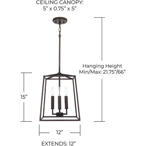 Thea 4 Light 12 inch Oil Rubbed Bronze Foyer Ceiling Light