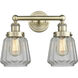 Chatham 2 Light 15.5 inch Antique Brass and Clear Bath Vanity Light Wall Light