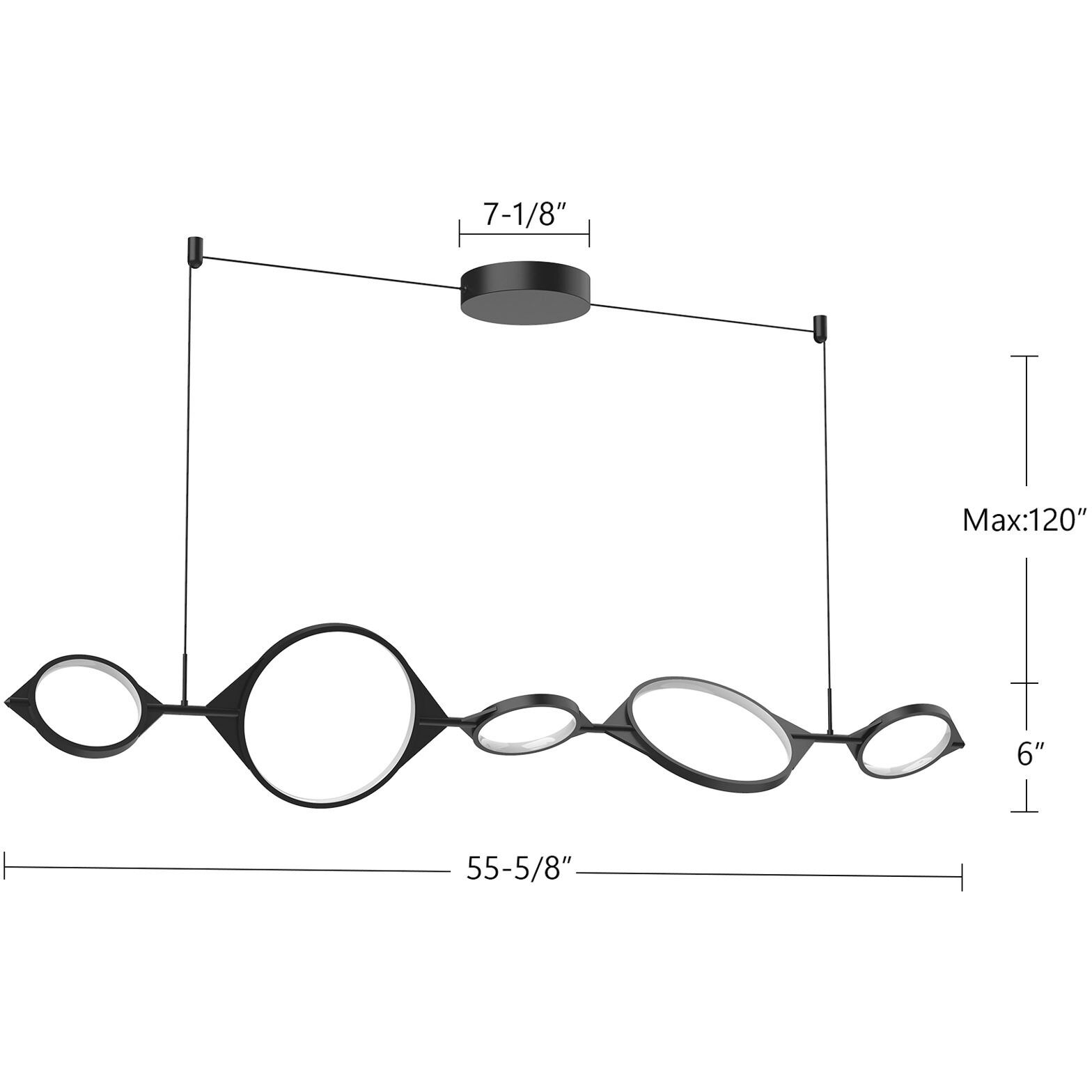 Serif LED 55.63 inch Black Linear Pendant Ceiling Light