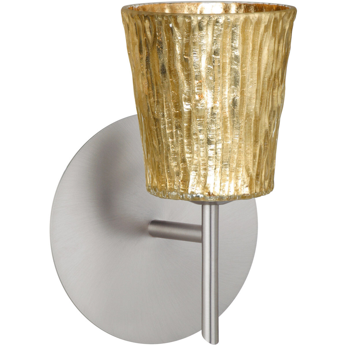Nico 4 LED 5 inch Satin Nickel Mini Sconce Wall Light in Stone Gold Foil Glass