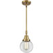 Franklin Restoration Beacon LED 6 inch Brushed Brass Mini Pendant Ceiling Light in Clear Glass
