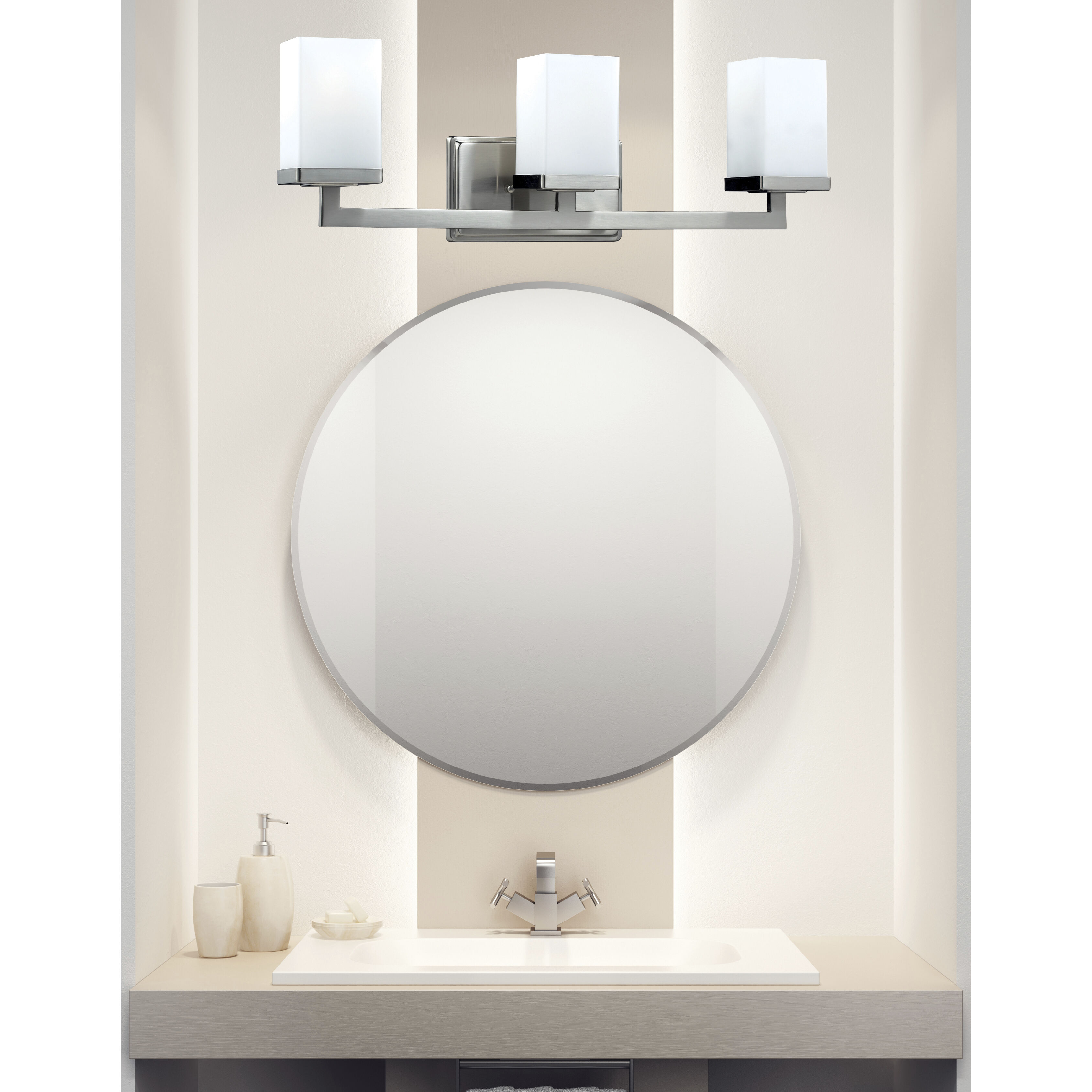 Tidal 3 Light 23.25 inch Brushed Nickel Vanity Wall Light