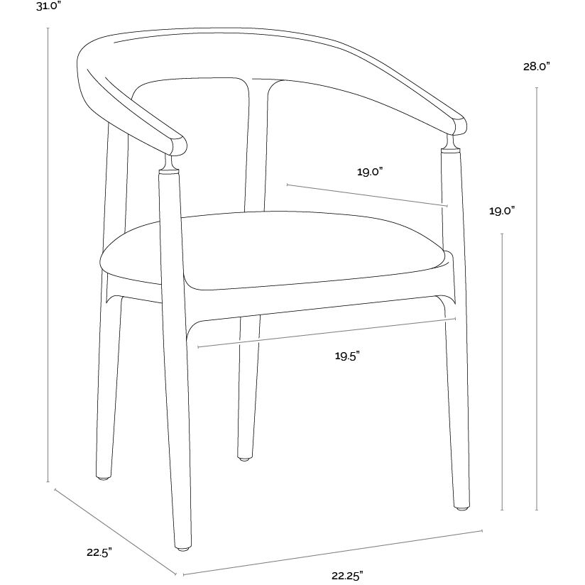 Valmont Milliken Cognac Dining Armchair