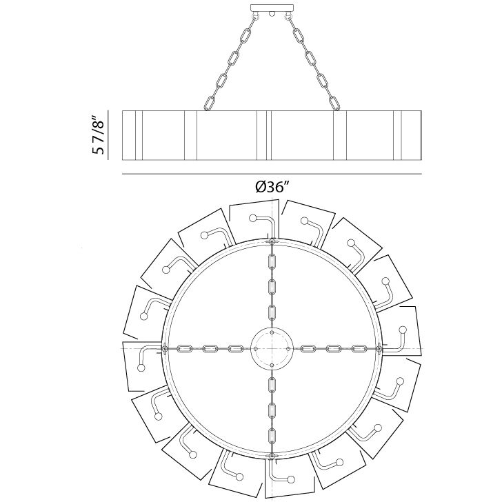 Mattone 16 Light 36 inch Matte Black Chandelier Ceiling Light