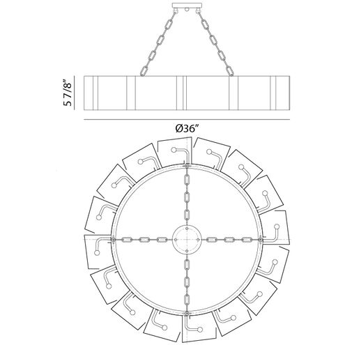 Mattone 16 Light 36 inch Matte Black Chandelier Ceiling Light