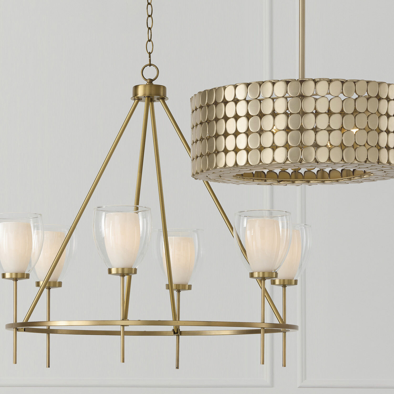Joss 6 Light 34.5 inch Aged Brass Chandelier Ceiling Light