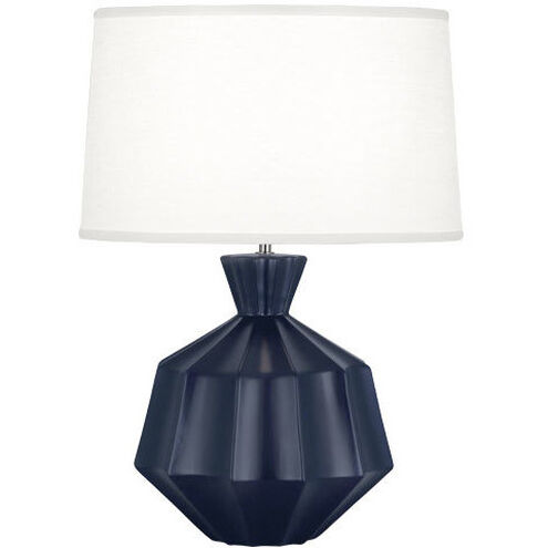 Robert Abbey Orion 27 inch 150.00 watt Matte Midnight Blue Table Lamp Portable Light, Polished Nickel Accents MMB17 - Open Box