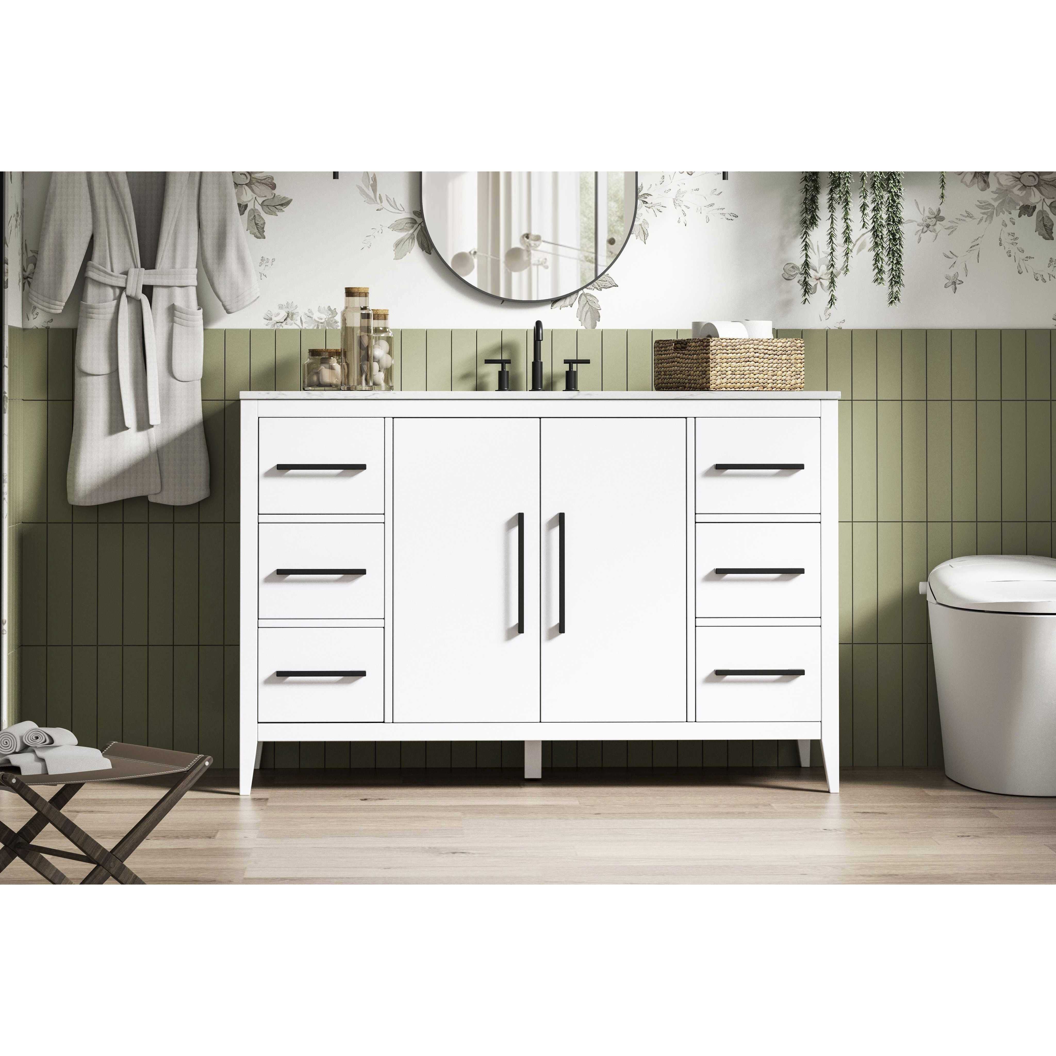 Millie 54 X 35 inch White Bathroom Vanity Cabinet