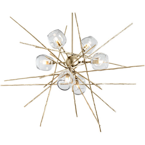 Griffin 6 Light 39.2 inch Modern Brass Pendant Ceiling Light in Clear