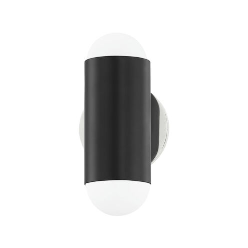Kira 2 Light Polished Nickel/Soft Black Wall Sconce Wall Light