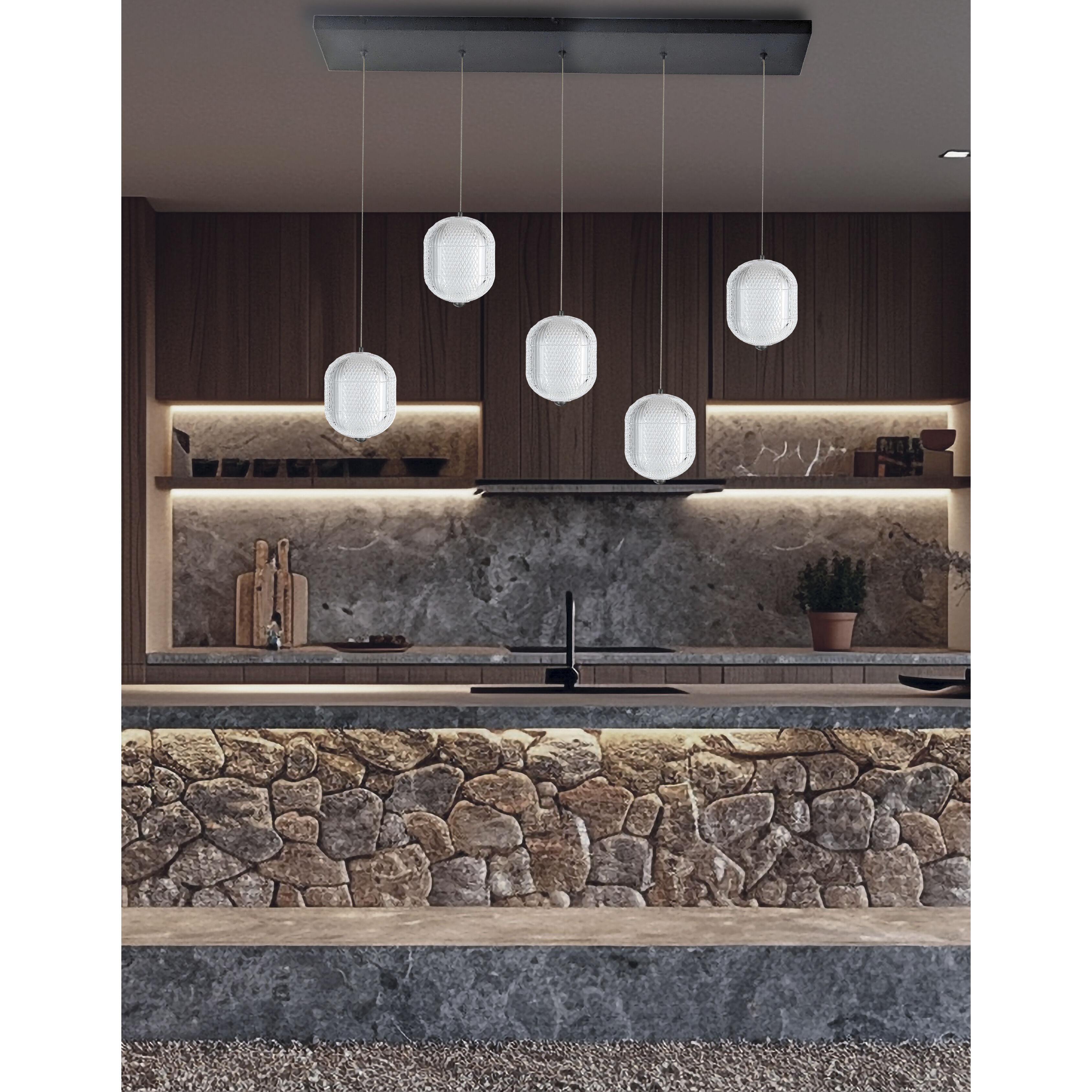 Peri LED 32 inch Matte Black Horizontal Pendant Ceiling Light