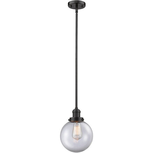 Franklin Restoration Large Beacon LED 8 inch Oil Rubbed Bronze Mini Pendant Ceiling Light in Clear Glass, Franklin Restoration