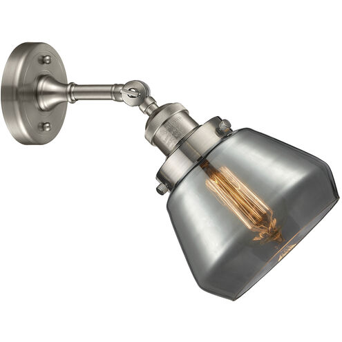 Franklin Restoration Fulton 1 Light 7 inch Brushed Satin Nickel Sconce Wall Light in Plated Smoke Glass, Franklin Restoration