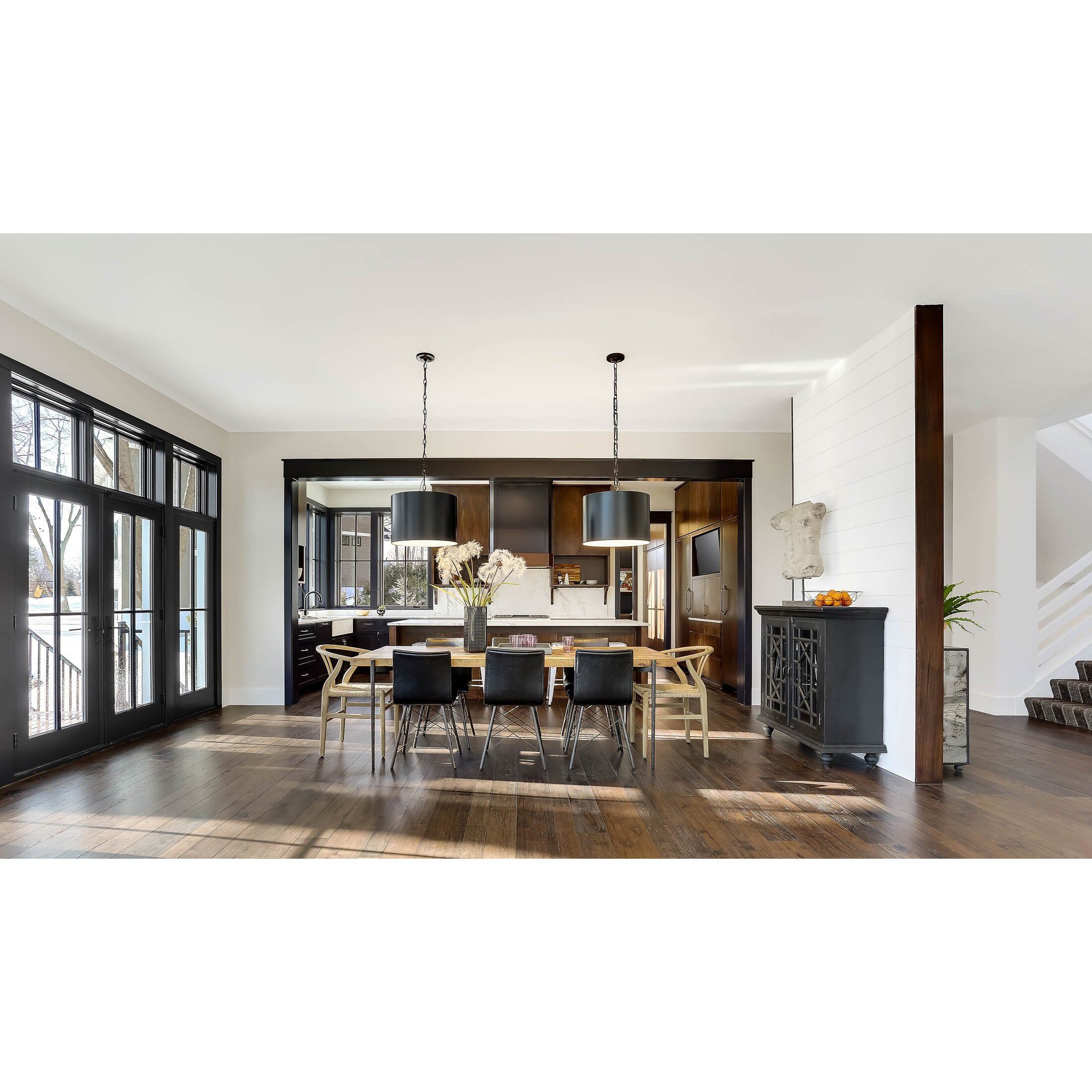 Alston Pendant Ceiling Light in Matte Black with White