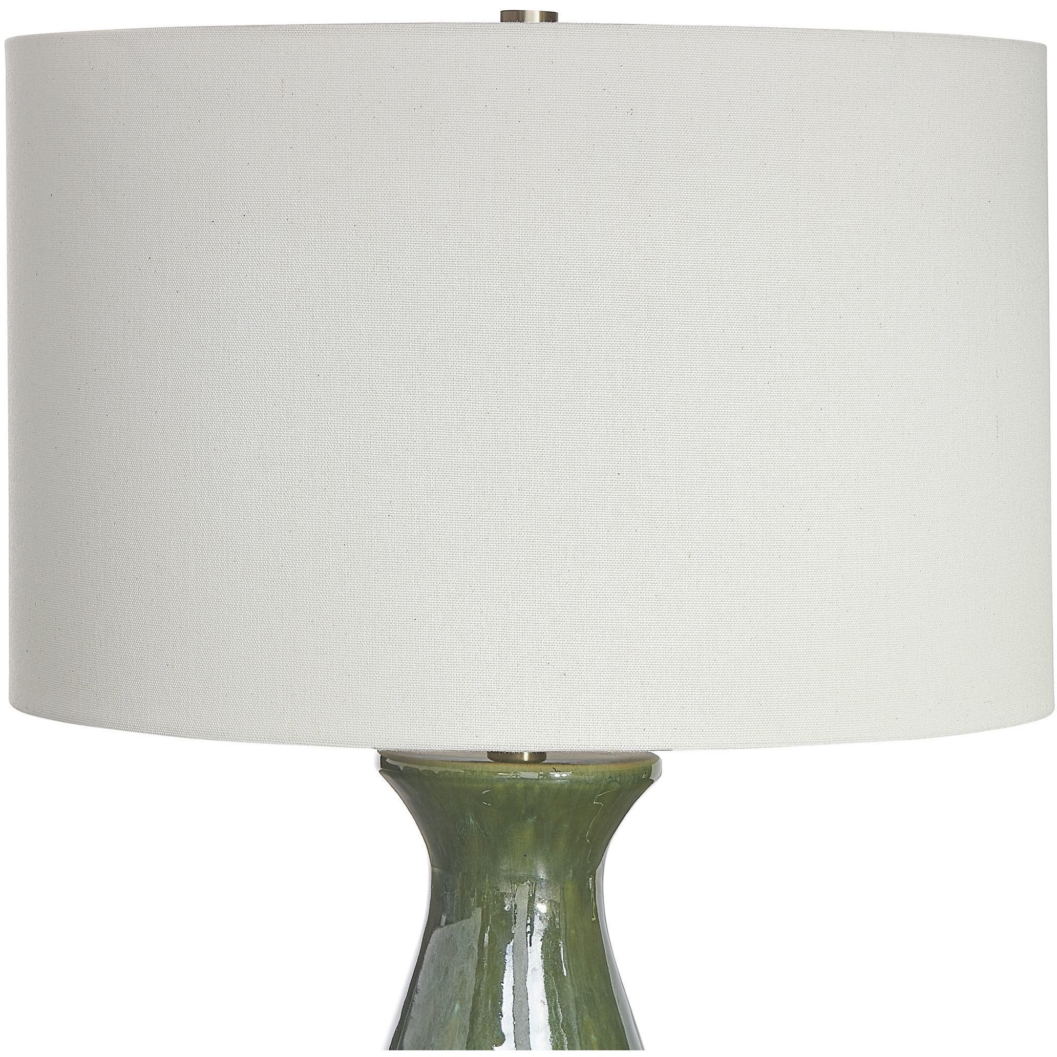 Colestin 30 inch 150.00 watt Deep Green Drip Glaze and Brushed Brass Table Lamp Portable Light