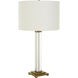 Crystal Column 28 inch 150.00 watt Crystal and Antique Brass Table Lamp Portable Light