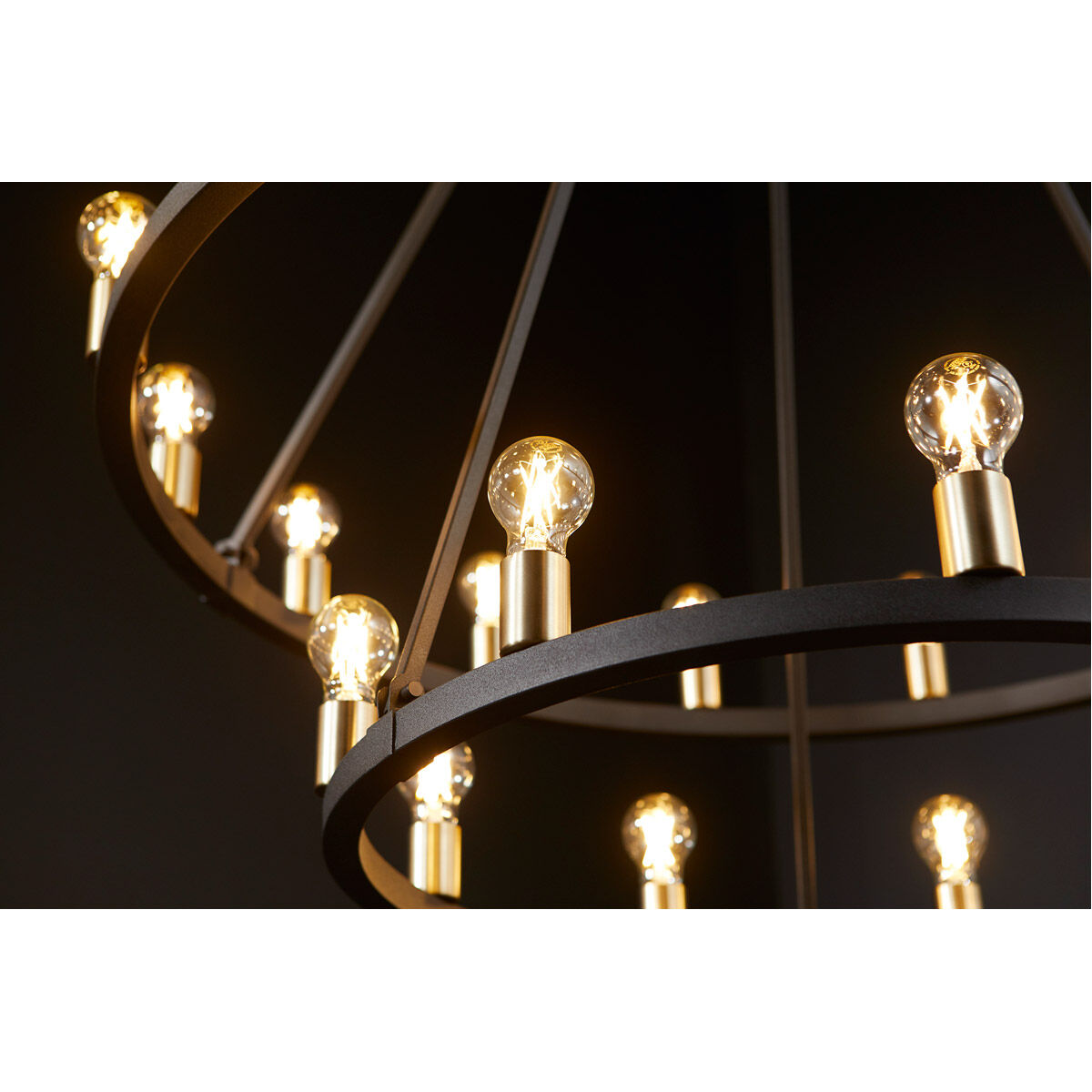 Paxton 24 Light 42 inch Noir and Aged Brass Chandelier Ceiling Light