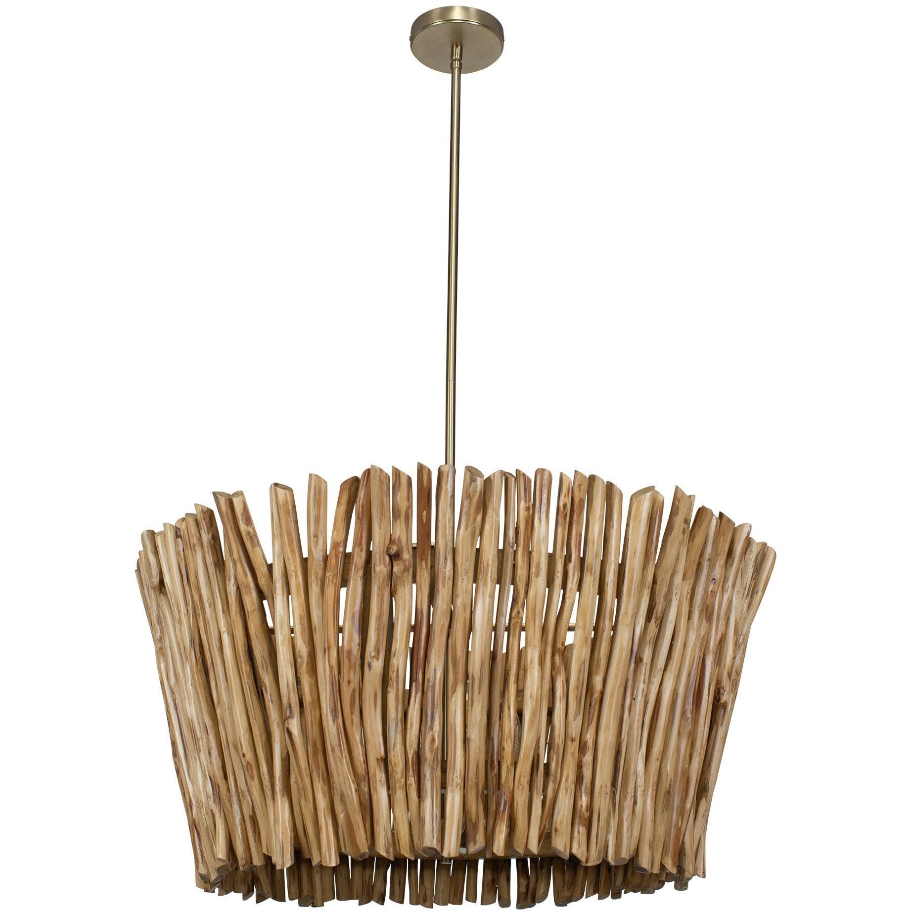 Rhea 4 Light 29.5 inch Antique Brass and Natural Chandelier Ceiling Light