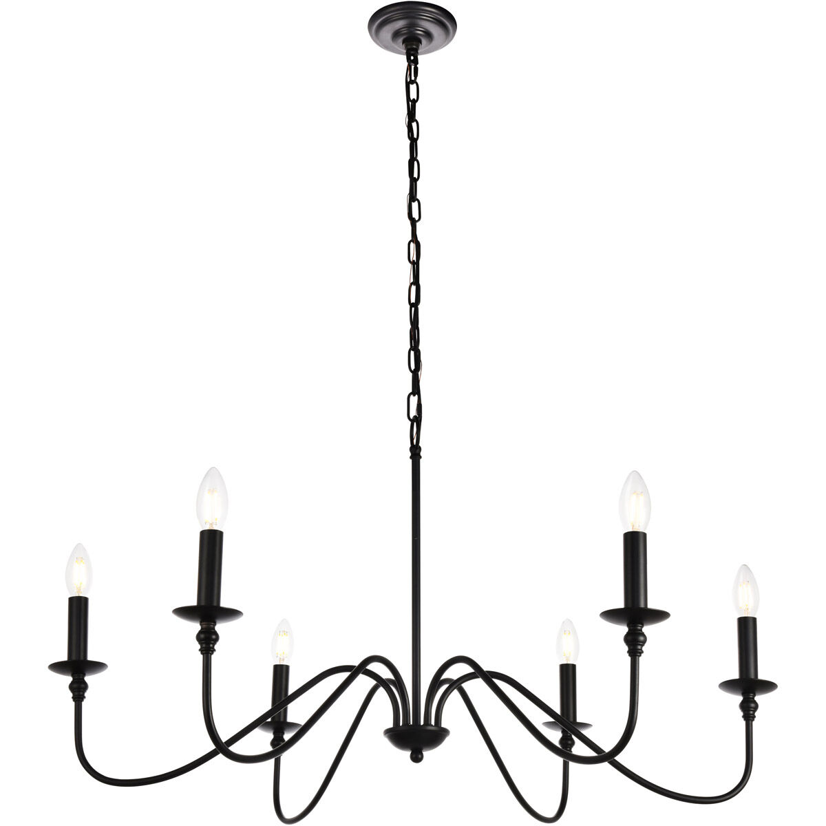 Rohan 6 Light 36 inch Matte Black Chandelier Ceiling Light