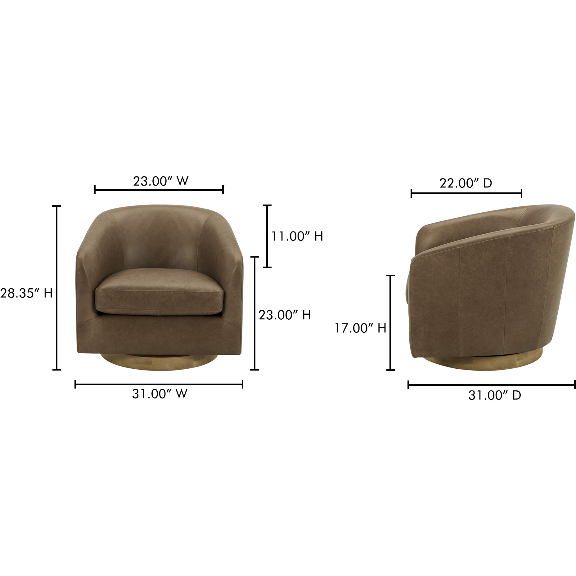 Oscy Brown Swivel Chair in Tan
