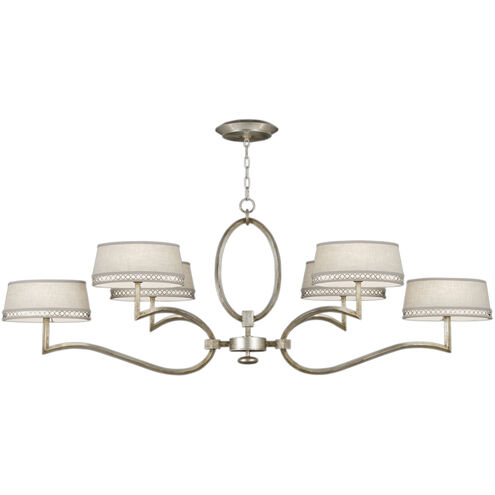 Allegretto 6 Light 63 inch Silver Chandelier Ceiling Light in White Textured Linen