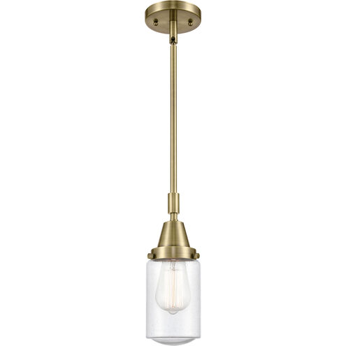 Franklin Restoration Dover LED 5 inch Antique Brass Mini Pendant Ceiling Light in Seedy Glass