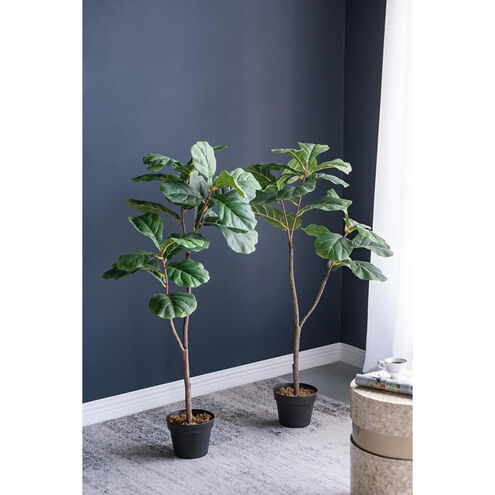 Potted Fiddle Leaf Tree Napoleon Bronze with Distressed Gold Leaf Faux Fiddle Leaf Tree
