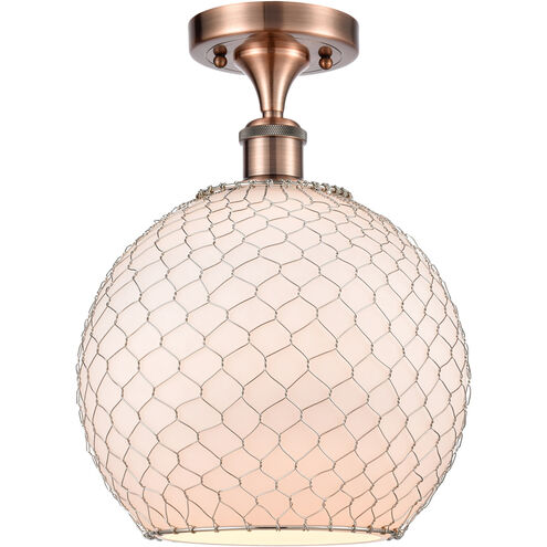 Ballston Large Farmhouse Chicken Wire 1 Light 10 inch Antique Copper Semi-Flush Mount Ceiling Light, Ballston