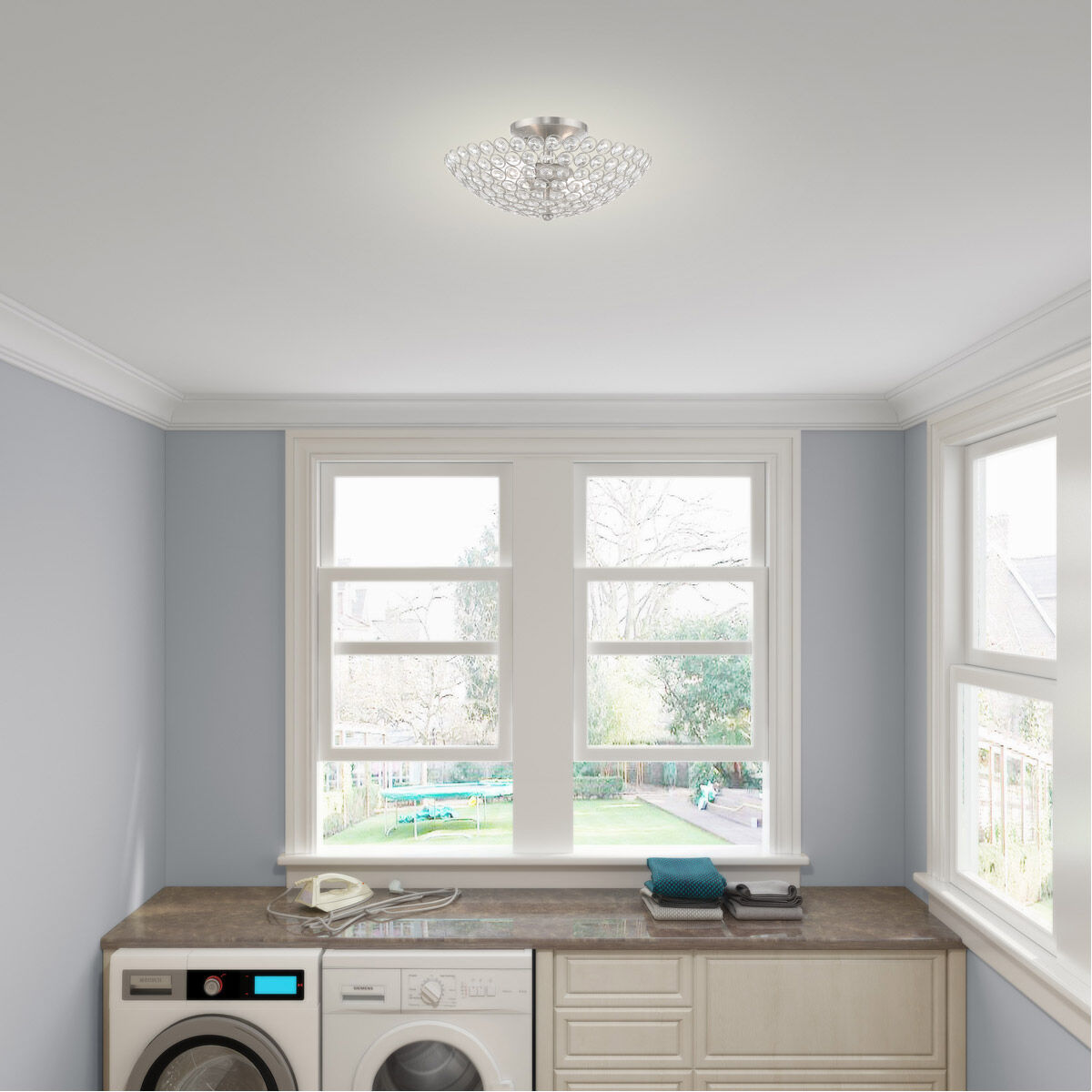 Cassandra 2 Light 13 inch Brushed Nickel Semi-Flush Mount Ceiling Light