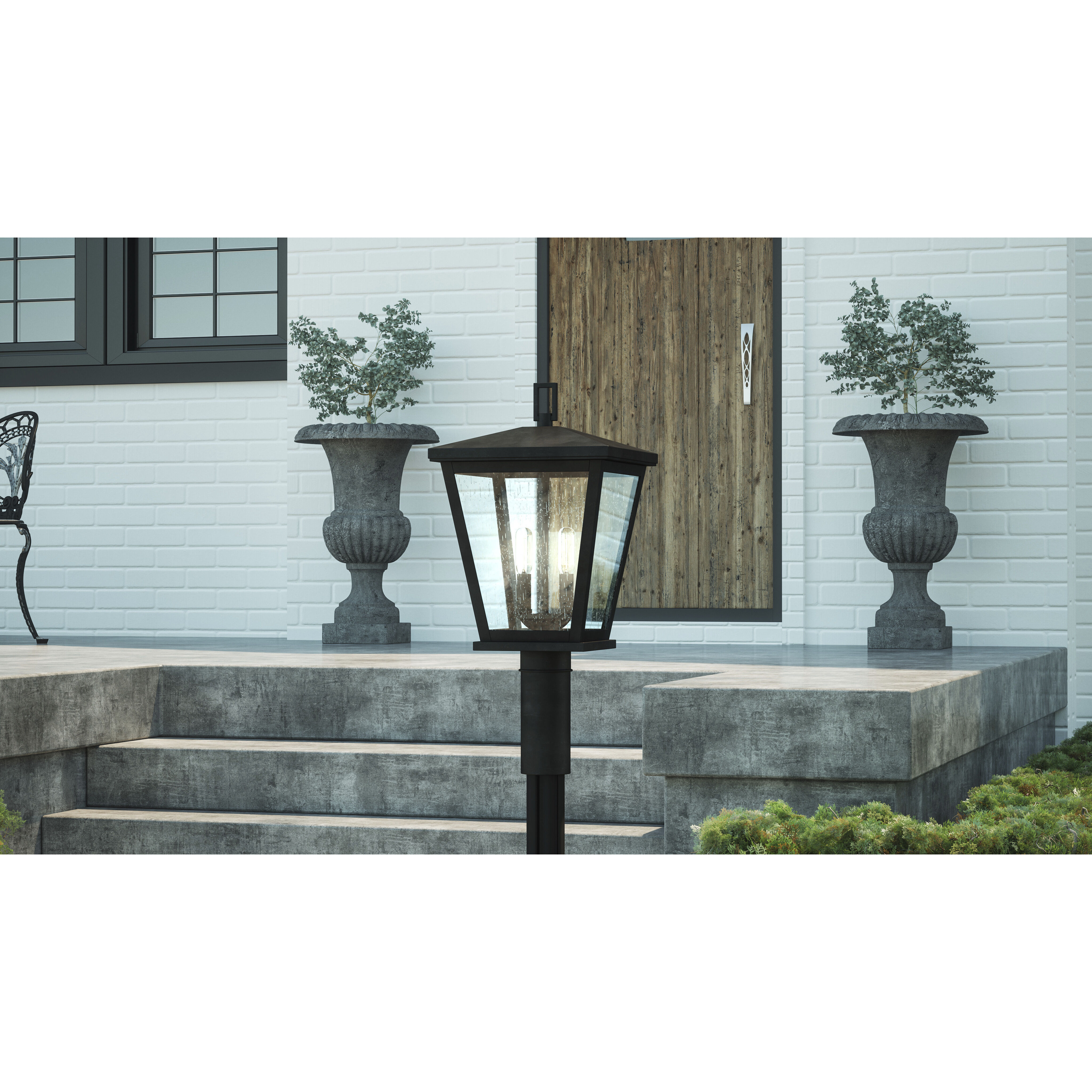 Joffrey 2 Light 17.75 inch Matte Black Outdoor Post Lantern, Large