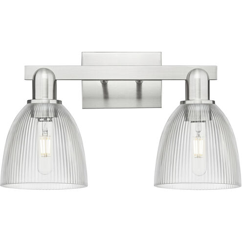 Arcadia Castile 2 Light 17 inch Brushed Satin Nickel Bath Vanity Light Wall Light in Clear
