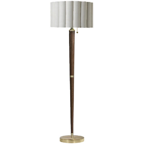 Scalloped 61 inch 14.00 watt Weathered Brass and Walnut Floor Lamp Portable Light