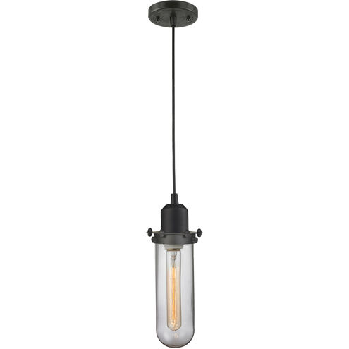 Austere Centri 1 Light 5 inch Oil Rubbed Bronze Mini Pendant Ceiling Light in Incandescent, Clear Glass, Austere