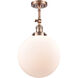 Franklin Restoration XX-Large Beacon LED 12 inch Antique Copper Semi-Flush Mount Ceiling Light in Matte White Glass, Franklin Restoration