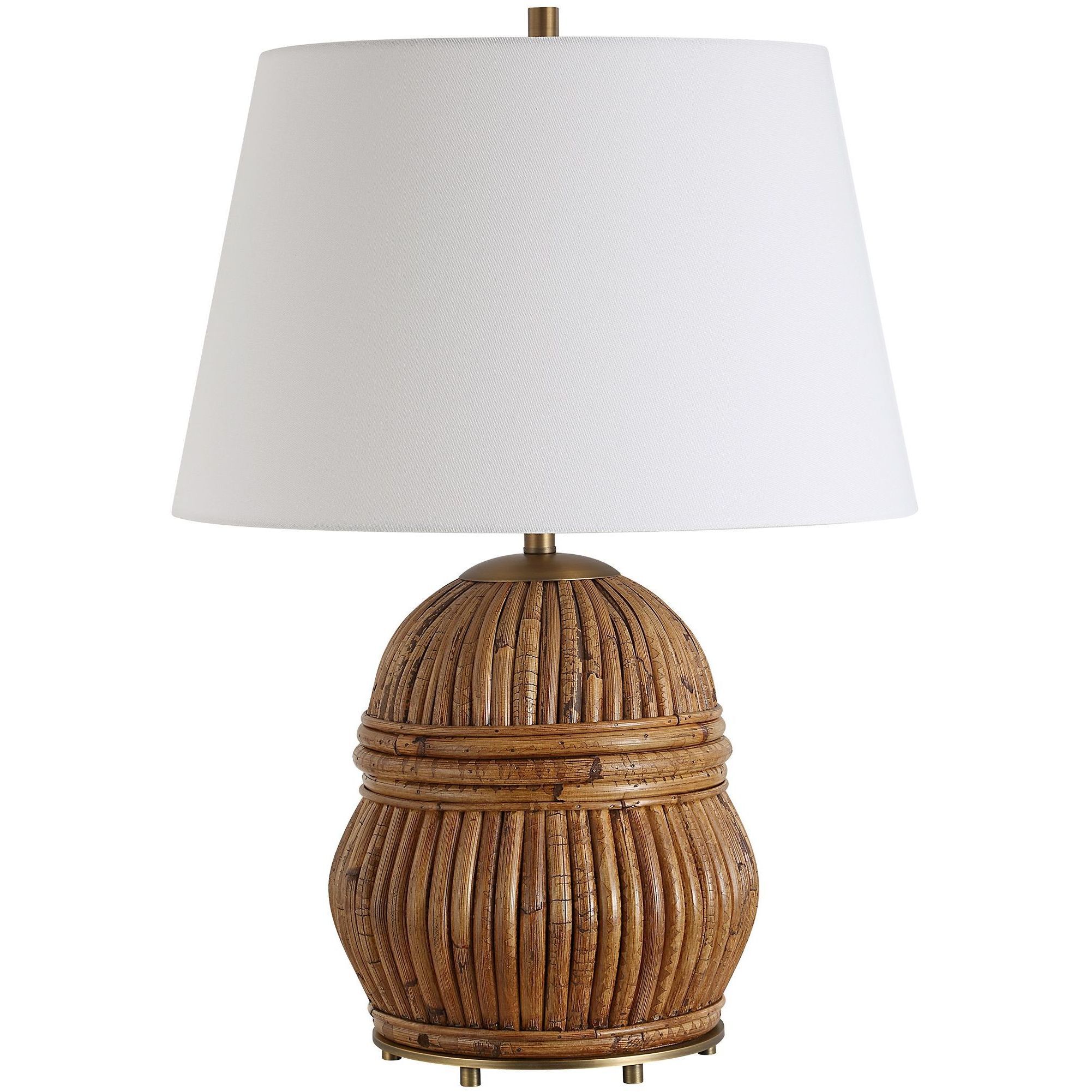 Reed 25 inch 150.00 watt Aged Rattan with Warm Honey Stain and Antique Brass Table Lamp Portable Light