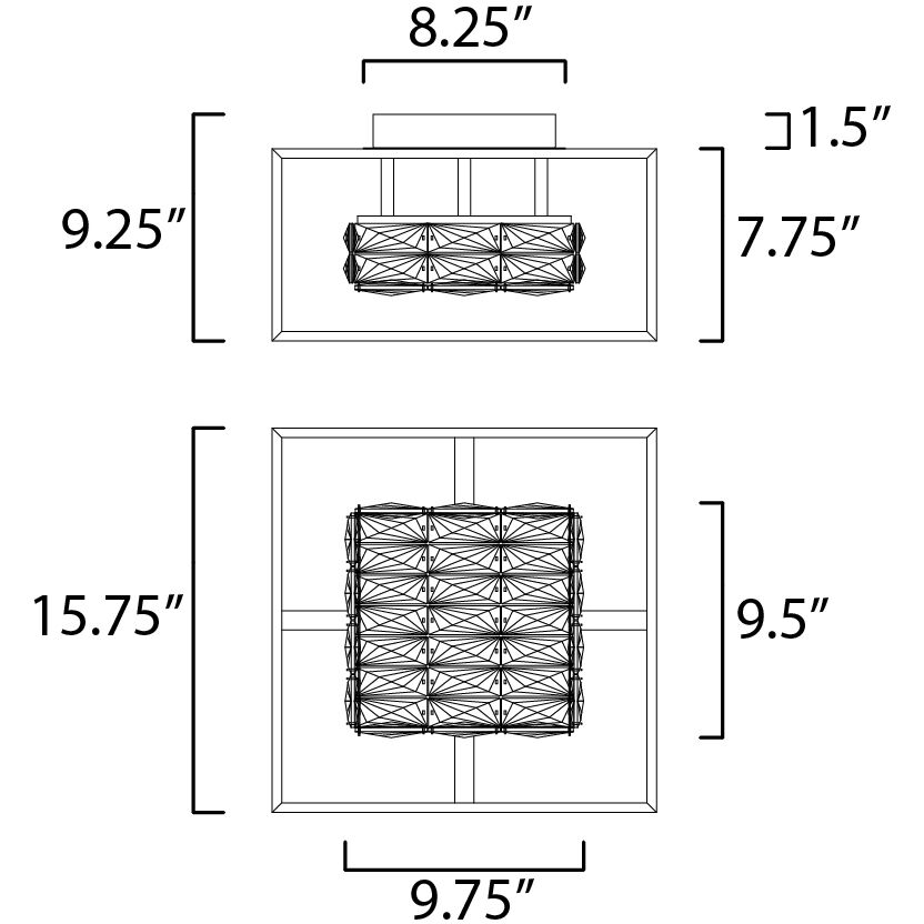 Zephyr LED 15.75 inch Black Flush Mount Ceiling Light