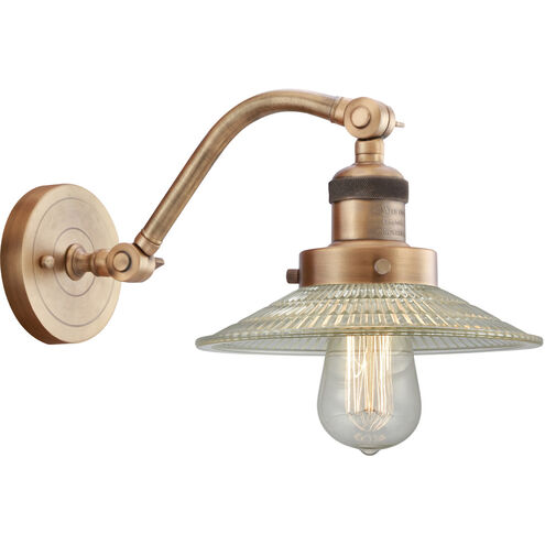 Franklin Restoration Halophane 1 Light 9 inch Brushed Brass Sconce Wall Light in Clear Halophane Glass, Franklin Restoration