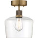 Port Nine LED 9 inch Antique Brushed Brass Semi-Flush Ceiling Light