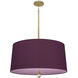 Williamsburg Custis 3 Light 15 inch Modern Brass Pendant Ceiling Light in Greenhow Grape With Ludwell Lilac