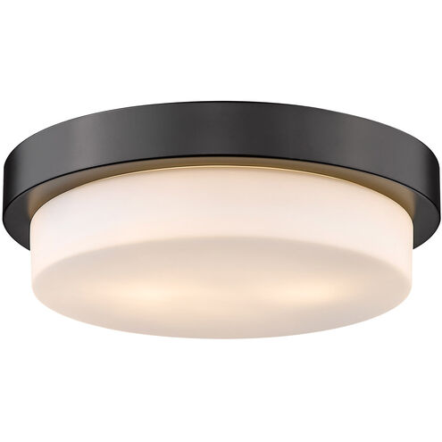 Multi-Family 2 Light 13 inch Matte Black Flush Mount Ceiling Light, Damp