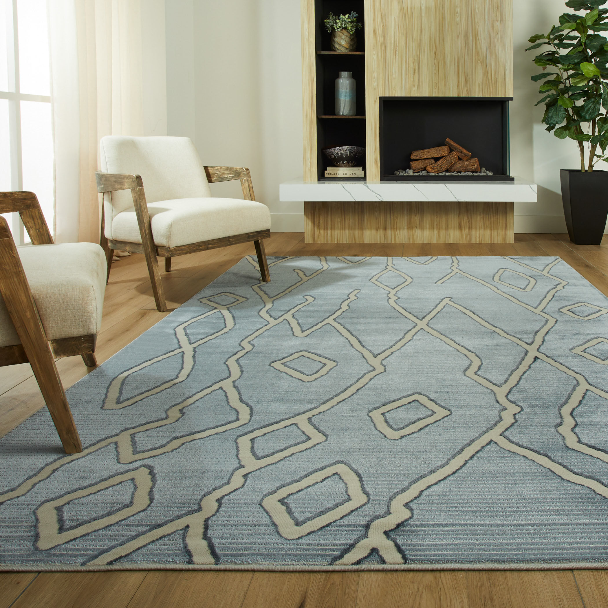 Eclectic Luxe 36 X 24 inch Blue Rug in 2 x 3