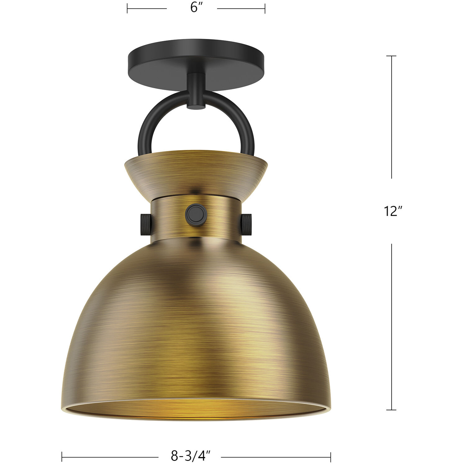 Alora Mood Waldo 1 Light 8.75 inch Matte Black/Aged Gold Semi-Flush Mount Ceiling Light in Matte Black and Aged Gold