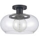 Clement 1 Light 13 inch Matte Black Semi Flush Mount Ceiling Light