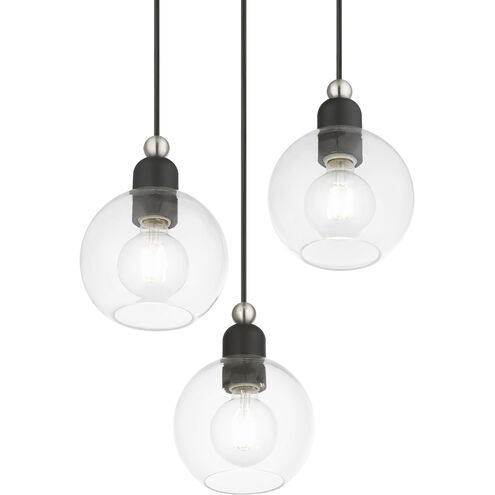 Downtown 3 Light 16 inch Black with Brushed Nickel Accents Multi Pendant Ceiling Light, Sphere