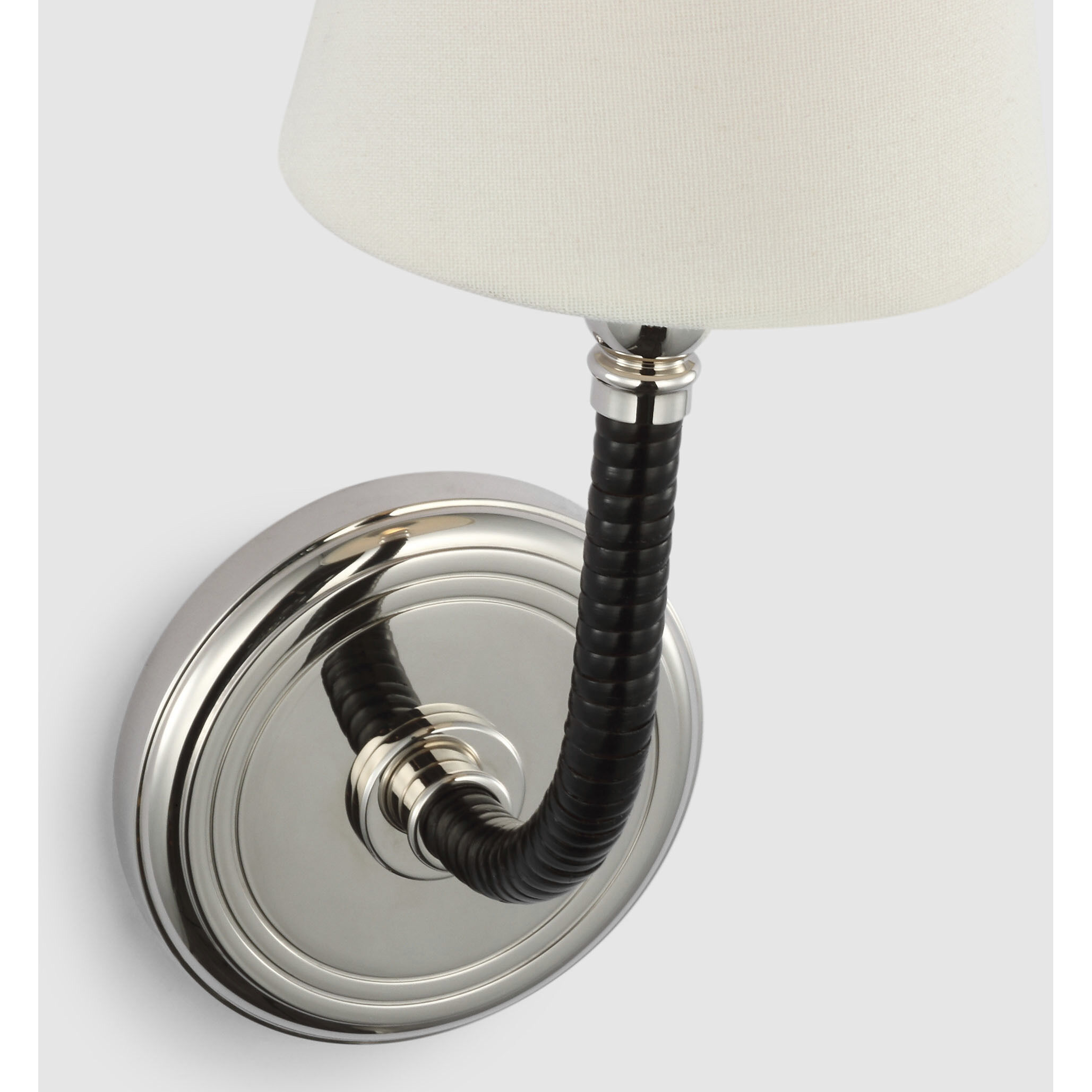 Chapman & Myers Basden LED 5.5 inch Polished Nickel and Black Rattan Sconce Wall Light, Medium