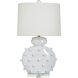 Studded Porcelain 33 inch 100 watt Glossy White and Ivory Table Lamp Portable Light