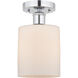 Edison Cobbleskill 1 Light 5 inch Polished Chrome Semi-Flush Mount Ceiling Light in Matte White Glass