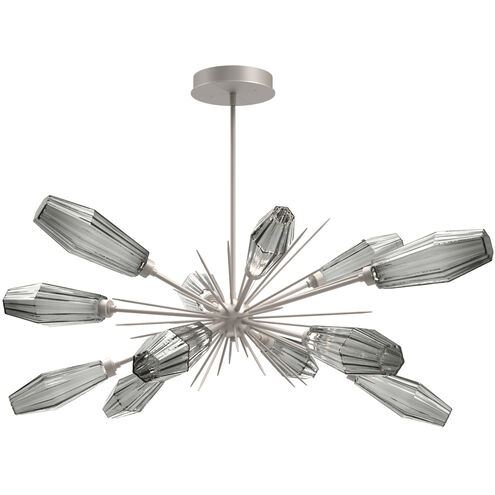 Aalto LED 53.3 inch Beige Silver Linear Pendant Ceiling Light in Optic Rib Smoke, Metallic Beige Silver, 2700K LED, Oval Starburst